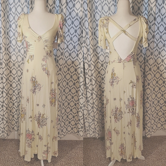 NWT🌸OFFER🌸 Free People Floral Ivory Maxi Dress, Small - Picture 6 of 13